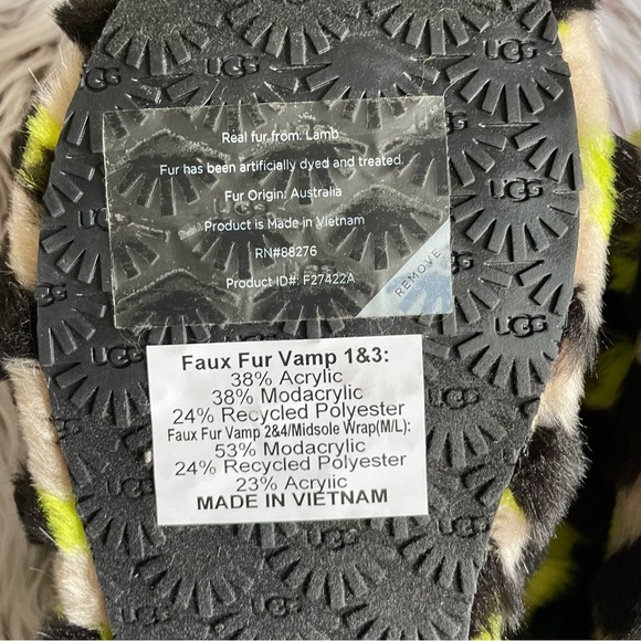 NWOT Ugg Fluff Yeah Green Animal Print Sandals - Picture 8 of 9
